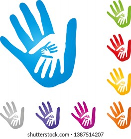 Four hands together in different colors collection