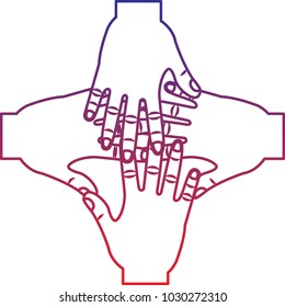 four hands together hand gesture icon image 