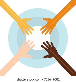 Four hands together team work