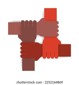 Four handshake vector, corporate cooperation concept strength, unity concept