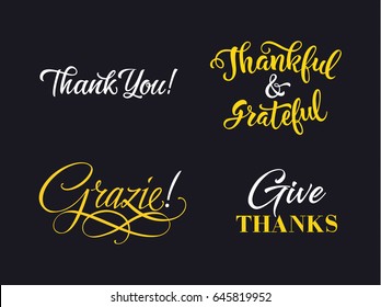 Four Handwritten Thanks Inscriptions Set