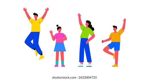 Four happy children expressing joy and excitement