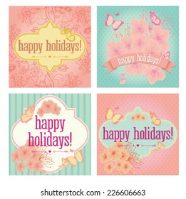 Four Happy Holiday - flower card