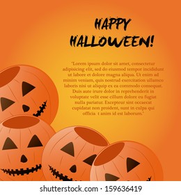 four happy pumpkins with some text for halloween