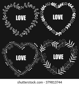 Four heart floral frames. For Valentine's day, wedding or other decoration.