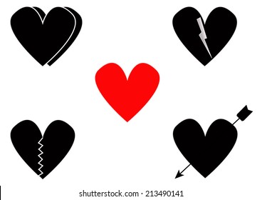 four Heart Icon Set