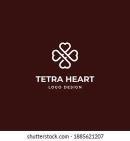 Vector de la línea del logo de cuatro corazones para atención médica, moda de belleza, spa moderno y negocios de complejos turísticos