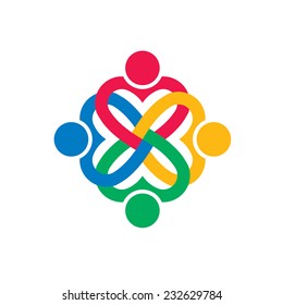 Four heart love people. Vector icon