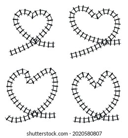 Four Heart Shaped Black Vector Railway Set