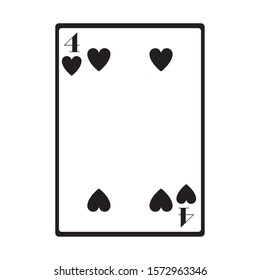 four of hearts card icon over white background, vector illustration