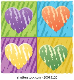 four hearts grunge for decor