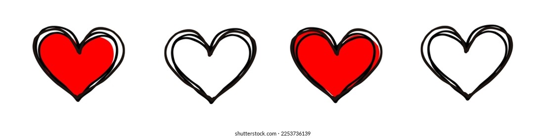 FOUR HEARTS IN A ROW WITH INTERSPERSED RED COLOR