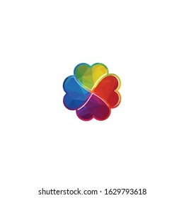 Four hearts social vector symbol. Heart cross logotype.