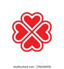 Four Hearts Together Logo Vector Illustration. Vector stock illustration