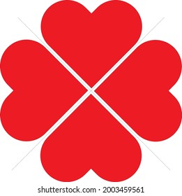 Four hearts, two hearts opposite each other heart flower icon, 