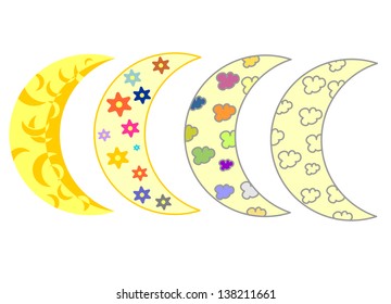 four Heaven months in different combinations of shape
