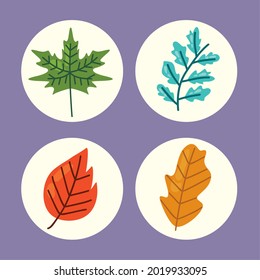 four hello autumn set icons