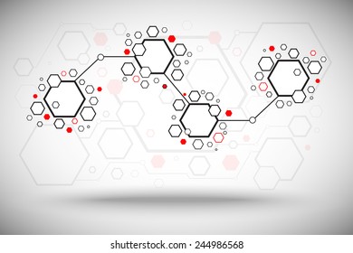 four hexagonal cells surrounded by small cells
