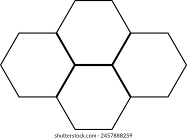 Four Hexagons icon with arts