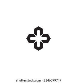 Cuatro hexágonos, más, un simple vector de logotipo de símbolo