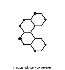 four hexagons that are intertwined and attached to small circles