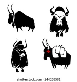 Four himalayan yaks