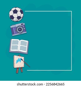 cuatro iconos de aficiones en el marco