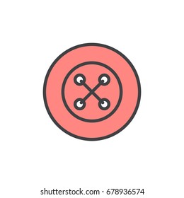 Four hole sewing button filled outline icon, line vector sign, linear colorful pictogram. Symbol, logo illustration. Pixel perfect