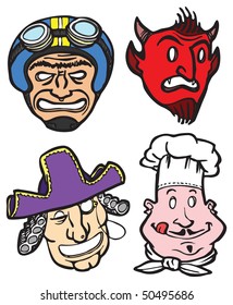 Four homemade face masks - idea for a masquerade party.