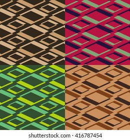 Four homogeneous vector seamless geometrical patterns