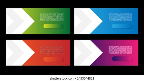 four horizontal banners design. web banners with arrows. gradient color.trendy color. modern design.set 