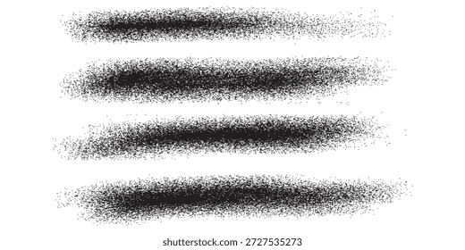 Cuatro pinceladas Horizontales, con textura y negras con un aspecto áspero y garabateado sobre un fondo blanco limpio.