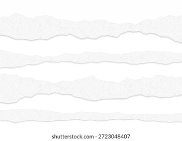 Quatro bordas de papel rasgadas horizontalmente com sombras