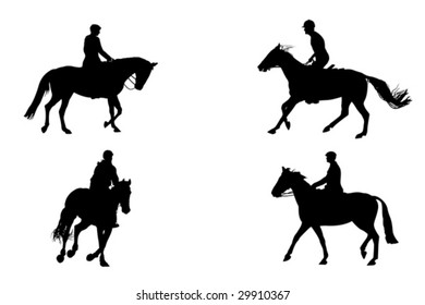 four   horseback riding silhouettes