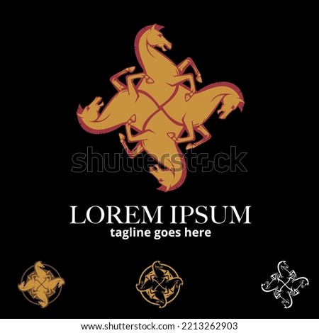 Four Horses symbol or insignia vector illustration 