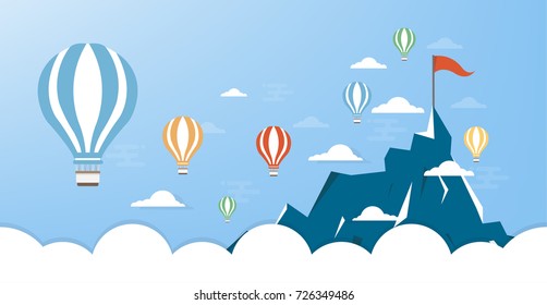 Four Hot Air Balloons with Clouds