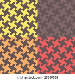 Four houndstooth-like geometric pattern swatches