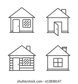 Four House Line Icons, Vector Eps10 Illustration