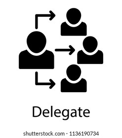 Four human avatars a connected to one team lead, forming icon for delegate 