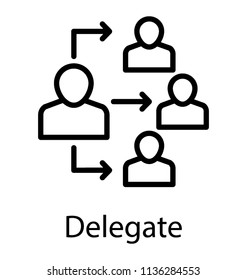 Four human avatars a connected to one team lead, forming icon for delegate 