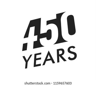 Four hundred fifty years vector emblem template. Anniversary symbol, negative space design. Jubilee black color icon. Happy 450th birthday, abstract illustration.