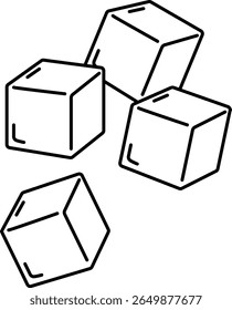Four ice cubes drawn in simple line art