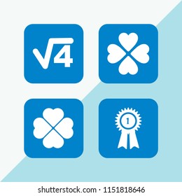four icon. 4 four set with clover and number vector icons for web and mobile app