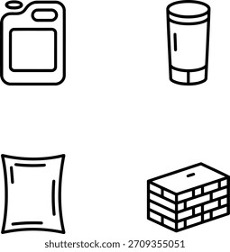 Cuatro conjunto de iconos: contenedor, vidrio, bolso, Vector de ladrillo