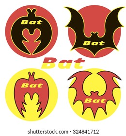 four icons bats on a white background