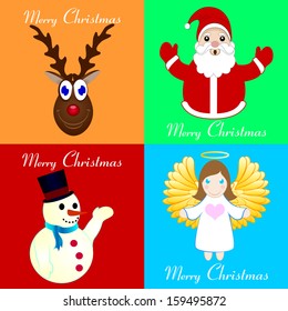 four icons decorations in colored squares