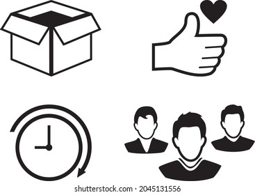 Four icons for a delivery service. Vector