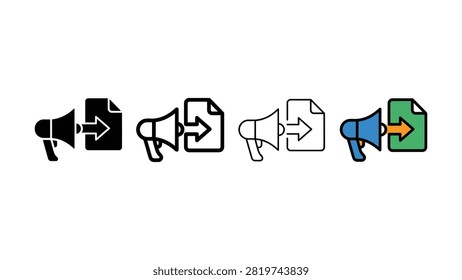Four icons depict a document transforming into audio formats through megaphone symbols