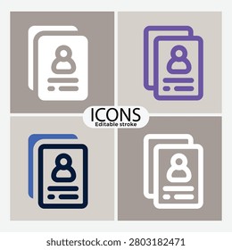 Four icons display profile cards on mobile devices with different colored outlines