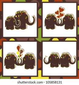 The four icons with funny elephants